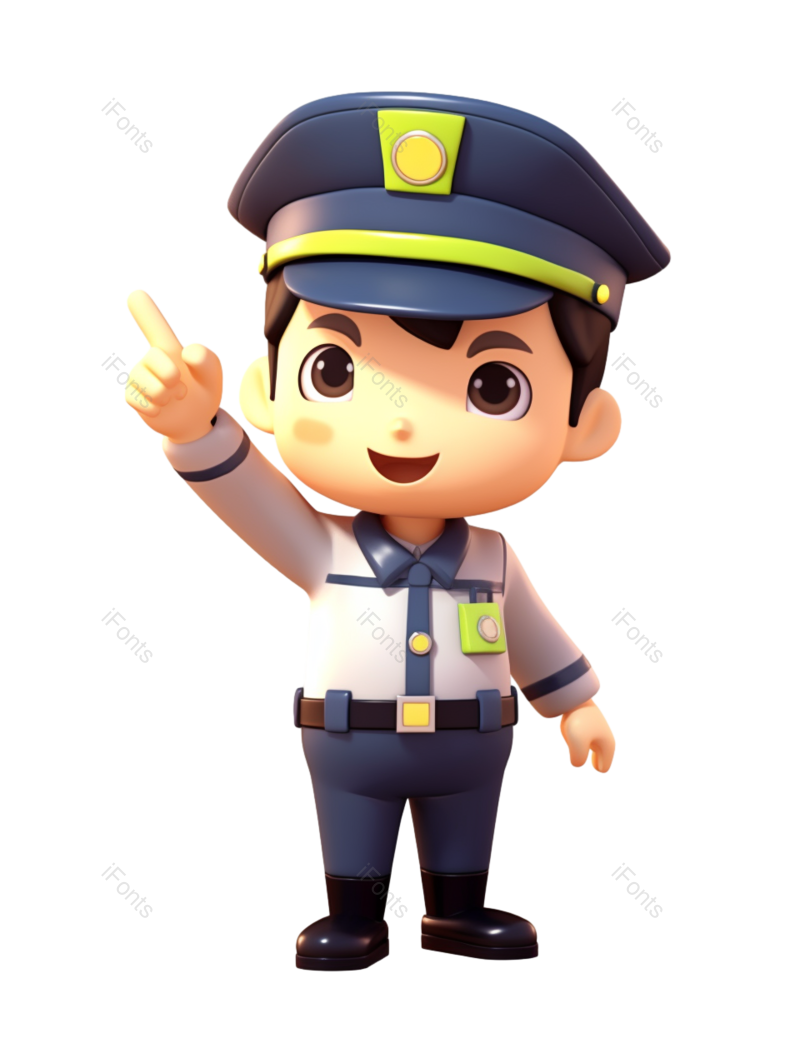 立体图片,3D元素,Q版PNG,警察免抠素材